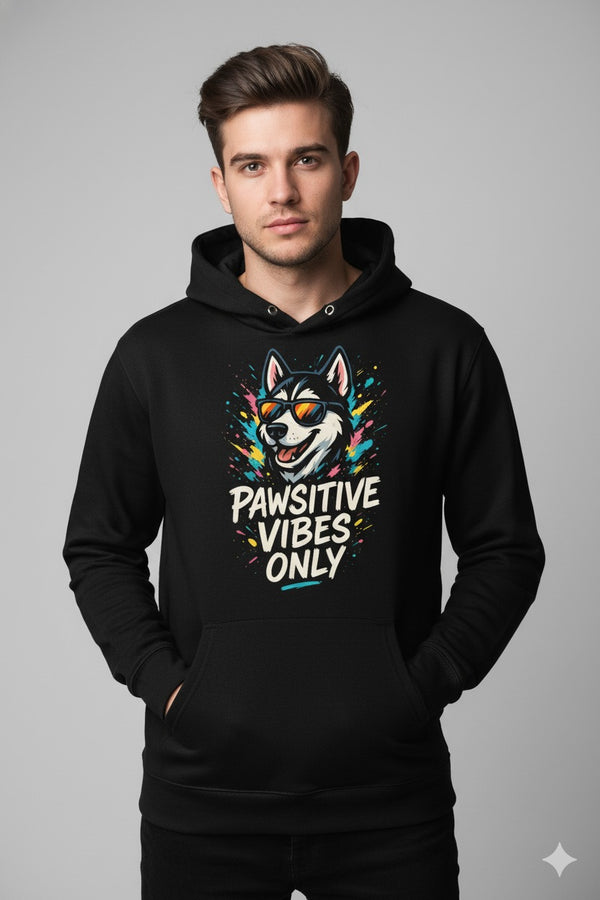 Pawsitive Vibes Only — Husky Hoodie (Premium Winter Edition)