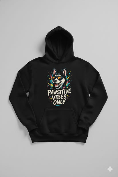Pawsitive Vibes Only — Husky Hoodie (Premium Winter Edition)