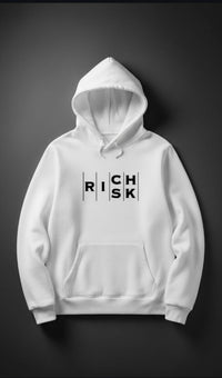 RICH RISK — Minimalist Premium Hoodie (White Edition)