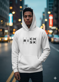 RICH RISK — Minimalist Premium Hoodie (White Edition)