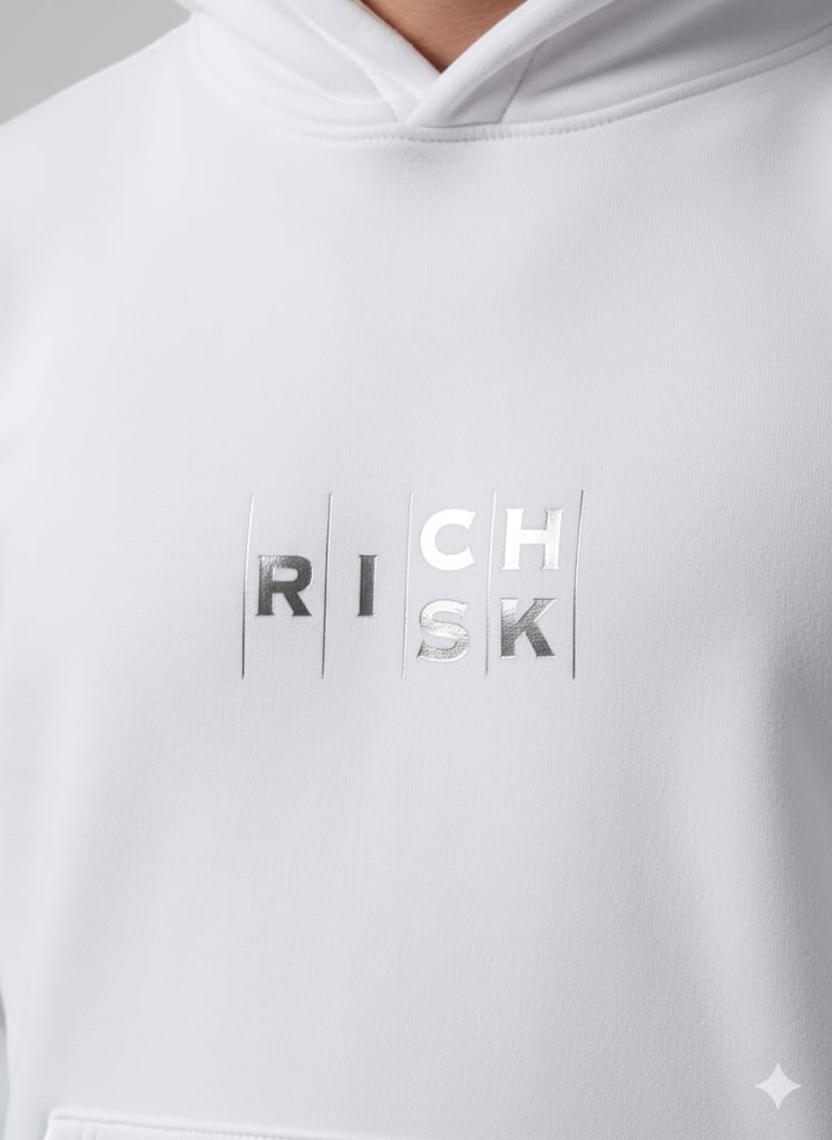 RICH RISK — Minimalist Premium Hoodie (White Edition)