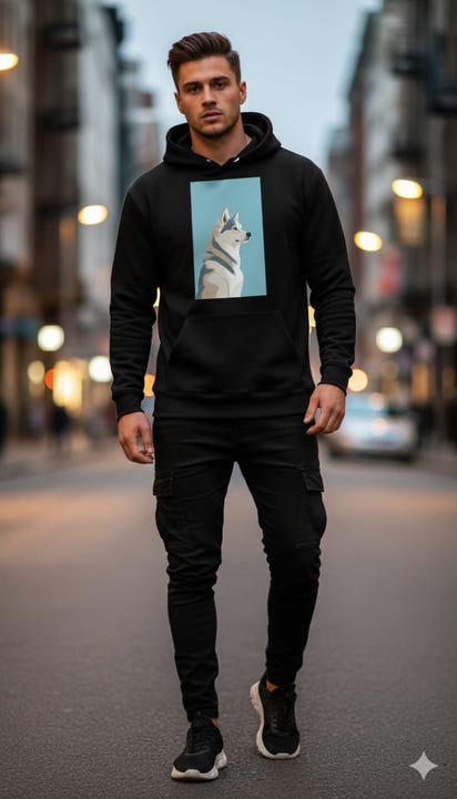 Husky Side Profile Hoodie — Winter Streetwear Collection