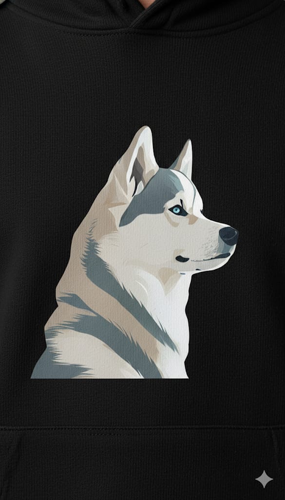 Husky Side Profile Hoodie — Winter Streetwear Collection